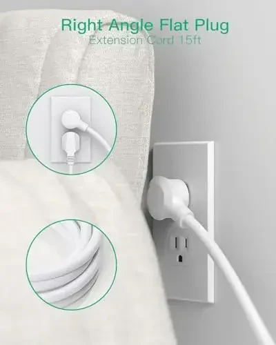 15FT Elektr ta'minoti himoyachisi - 8 rozetka va 4 USB port, og'ir yuk ko'taruvchi o'ralgan uzatma kabeli, tekis vilka, 15A kontaktor, ortiqcha yukdan himoya qilish zaryadlash stantsiyasi - 4