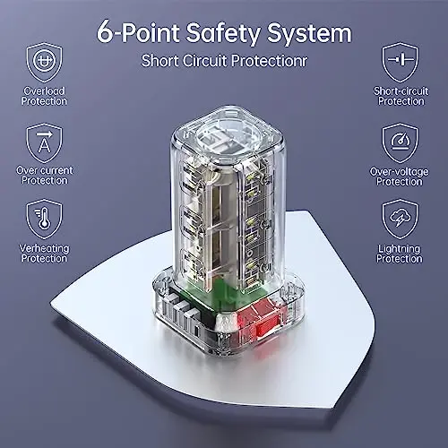 15FT USB C quvvat tarqatuvchi Surge Protector Tower, Mini quvvat tarqatuvchi Tower Travel 12 AC 4 USB quvvat tarqatuvchi USB portlari bilan, uy ofisi uchun ortiqcha yuk himoyasi - 5