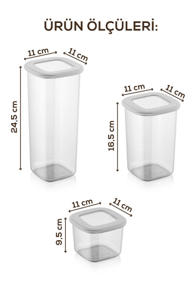 15li Etiketli Foly Kare Erzak Saklama Kabı Seti 5x(0,55 Litre, 1,2 Litre, 1,75 Litre) Beyaz-Beyaz - 6