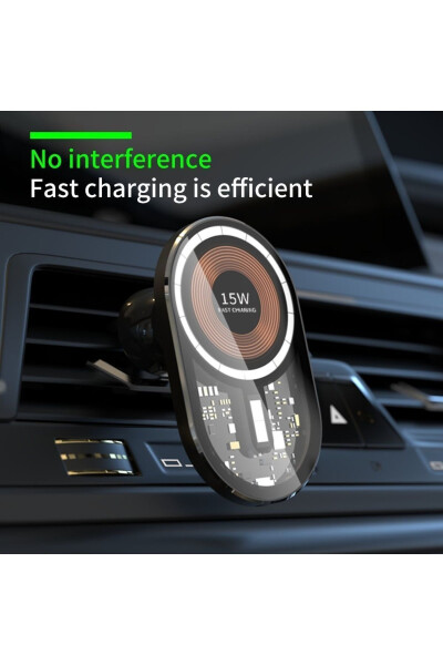 15W Magnetic Car Wireless Charging Stand and Phone Holder iPhone 14 13 12 Pro Max - 5