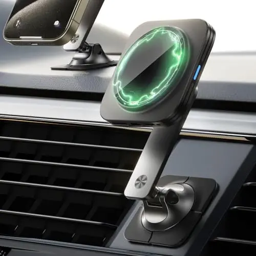 ESR for 15W MagSafe Car Mount Charger, Universal Dashboard/Tesla MagSafe Car Charger, Magnetic Wireless Charging, Adjustable Car Phone Holder for iPhone 17e/17/16/15/14/13/12, S26/S25, Pixel 10, Black - 2