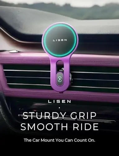 LISEN for 15W MagSafe Car Mount Charger, [Safer & Faster] Vent Magnetic Wireless Car Charger, Car Vent Phone Mount Charger Fits iPhone 16 Pro Max Plus 15 14 13 12, Samsung with MagSafe Case,Purple - 6