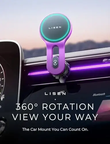 LISEN for 15W MagSafe Car Mount Charger, [Safer & Faster] Vent Magnetic Wireless Car Charger, Car Vent Phone Mount Charger Fits iPhone 16 Pro Max Plus 15 14 13 12, Samsung with MagSafe Case,Purple - 5