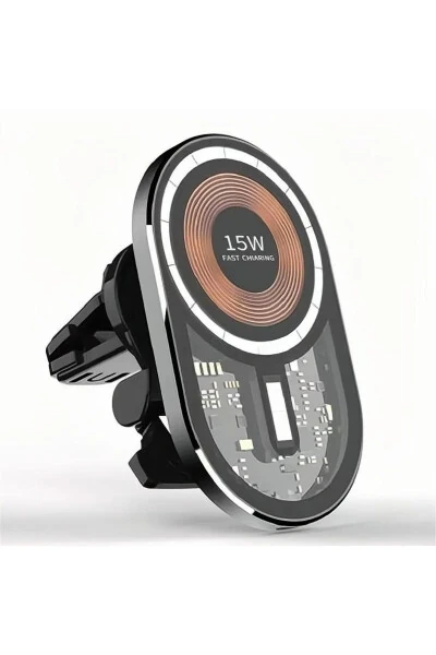 15W Manyetik Araba Kablosuz Şarj Standı ve Telefon Tutucu iPhone 14 13 12 Pro Max - Modazone