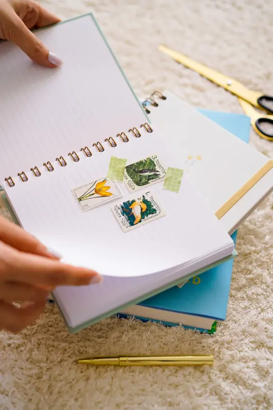 15x15 Cm Kare 2'li Set Spiralli Çizgili Tarihsiz Not Defteri Papatya-Yeşil - 3