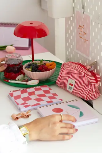 15x15 cm. Kare 2'li Set Spiralli Süresiz Planlayıcı Ajanda ve Defter Kiraz-Pembe - 4