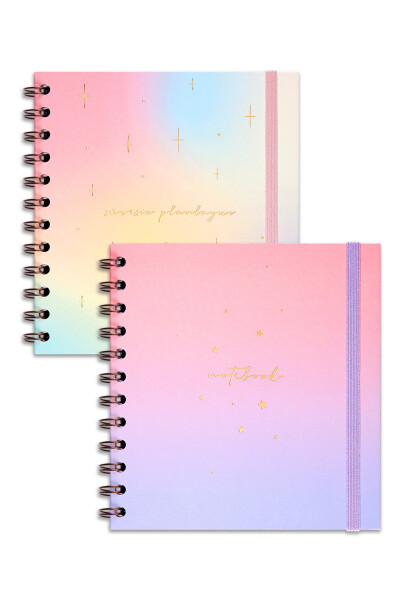 15x15 Cm Square 2-Pack Spiral Bound Perpetual Planner Agenda And Notebook Rainbow - 6