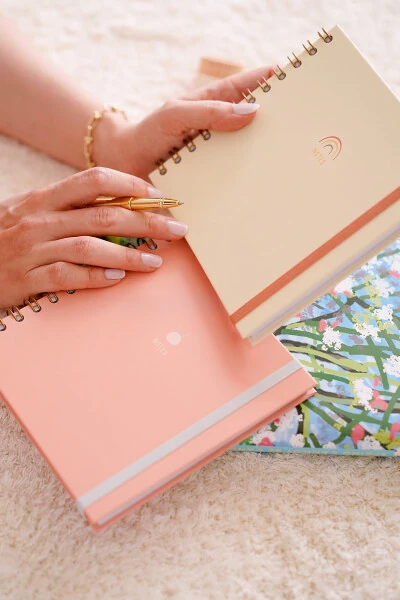 15x15 Cm Square 2 Pack Spiral Bound Ruled Unlined Notebook Rainbow - Modazone