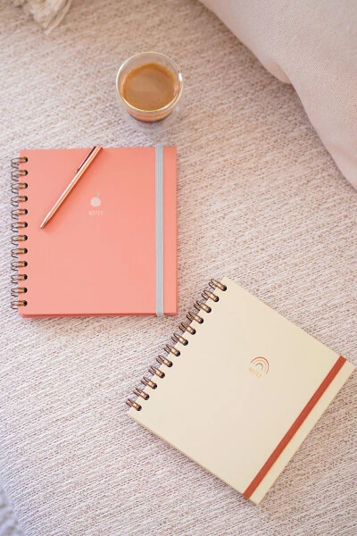 15x15 Cm Square 2 Pack Spiral Bound Ruled Unlined Notebook Rainbow - Modazone (1)