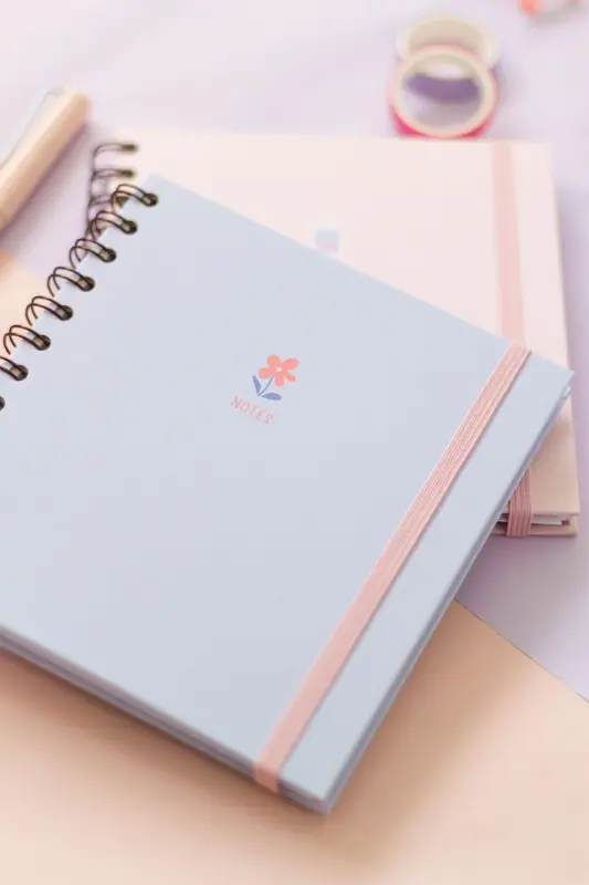 15x15 Cm Square 2-Piece Set Spiral Grid Undated Notebook Bubble Tea Flower-Lilac - 3