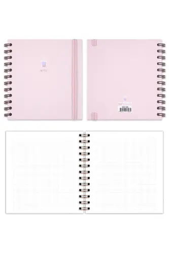 15x15 Cm Square 2-Piece Set Spiral Grid Undated Notebook Bubble Tea Flower-Lilac - 7