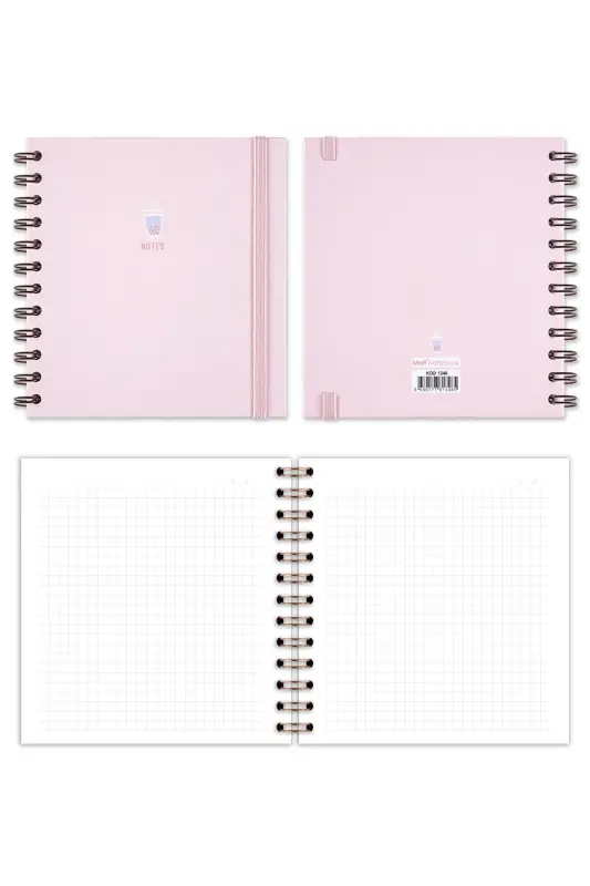15x15 Cm Square 2-Piece Set Spiral Grid Undated Notebook Bubble Tea Flower-Lilac - 7