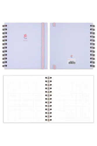 15x15 Cm Square 2-Piece Set Spiral Grid Undated Notebook Bubble Tea Flower-Lilac - 8