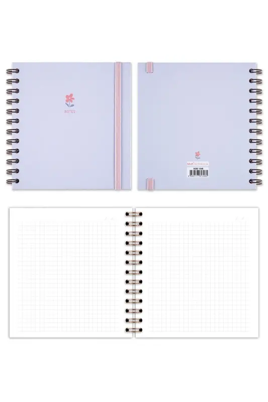 15x15 Cm Square 2-Piece Set Spiral Grid Undated Notebook Bubble Tea Flower-Lilac - 8