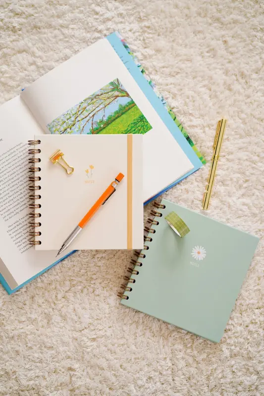 15x15 Cm Square 2-Piece Set Spiral Lined Undated Notebook Daisy-Green - 1