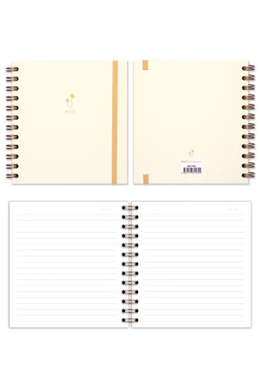 15x15 Cm Square 2-Piece Set Spiral Lined Undated Notebook Daisy-Green - 7