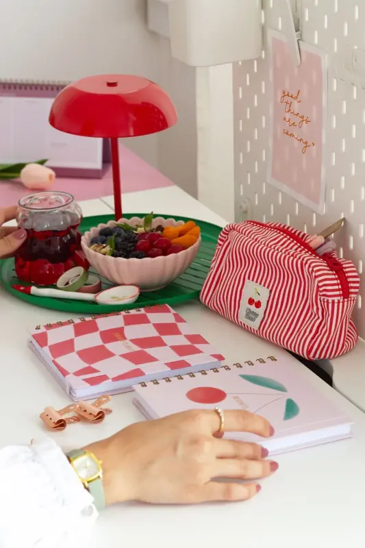 15x15 cm. Square 2-Piece Set Spiral Undated Planner Agenda and Notebook Cherry-Pink - 4