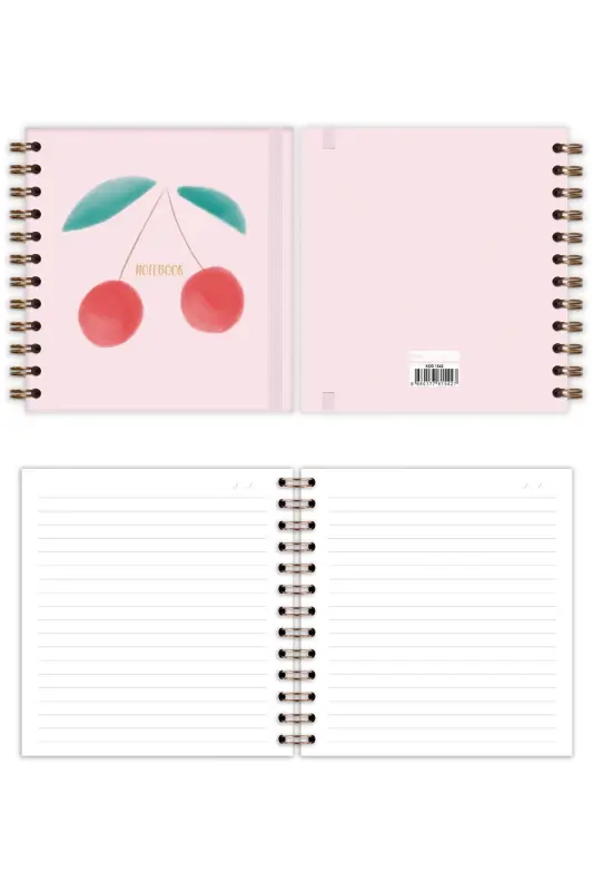 15x15 cm. Square 2-Piece Set Spiral Undated Planner Agenda and Notebook Cherry-Pink - 7
