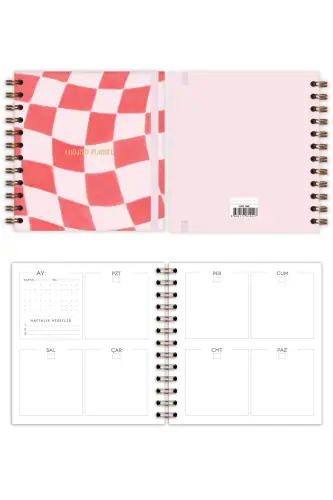 15x15 cm. Square 2-Piece Set Spiral Undated Planner Agenda and Notebook Cherry-Pink - 8