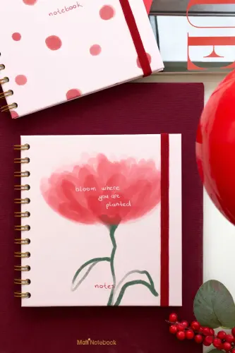 15x15 cm. Square 2-Set Spiral Lined Undated Notebook Floral Polka Dot-Pink - MATT NOTEBOOK (1)