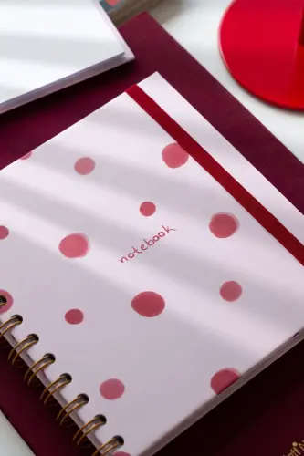 15x15 cm. Square 2-Set Spiral Lined Undated Notebook Floral Polka Dot-Pink - 3