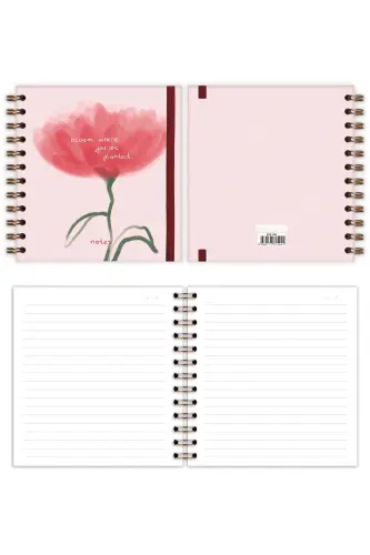 15x15 cm. Square 2-Set Spiral Lined Undated Notebook Floral Polka Dot-Pink - 7