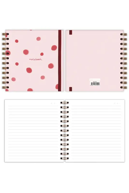 15x15 cm. Square 2-Set Spiral Lined Undated Notebook Floral Polka Dot-Pink - 8