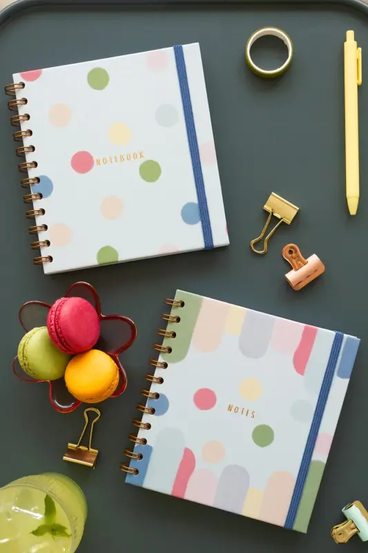 15x15 cm. Square 2-Set Spiral Notebook Lined Undated Dotted-Multicolor - MATT NOTEBOOK