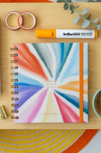 15x15 cm. Square Set of 2 Spiral Undated Planner Agenda and Notebook-Colorful - 3