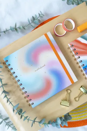15x15 cm. Square Set of 2 Spiral Undated Planner Agenda and Notebook-Colorful - 5