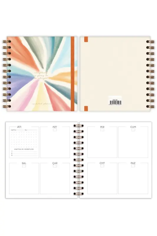 15x15 cm. Square Set of 2 Spiral Undated Planner Agenda and Notebook-Colorful - 7