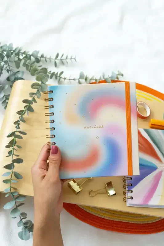15x15 cm. Square Set of 2 Spiral Undated Planner Agenda and Notebook-Colorful - 4