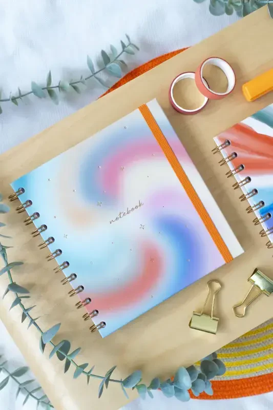 15x15 cm. Square Set of 2 Spiral Undated Planner Agenda and Notebook-Colorful - 5