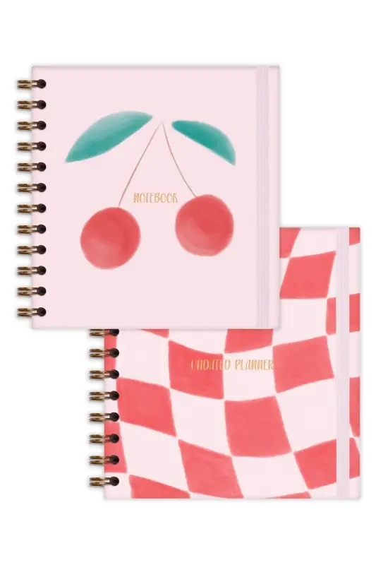 15x15 sm. Kvadrat 2 tоʻplam Spiral Аbadiy Planner Agenda va Daftar Gilos-Pushti - 6