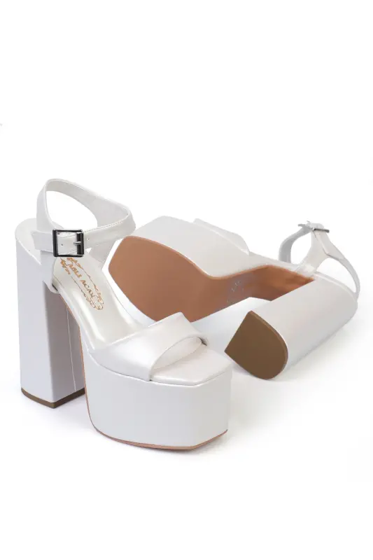 16 Cm Platform High Heel Low Inclined Sandal Model Comfortable Bridal Shoes Aslı Acar - 5