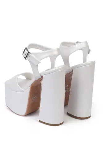 16 Cm Platform High Heel Low Inclined Sandal Model Comfortable Bridal Shoes Aslı Acar - 6