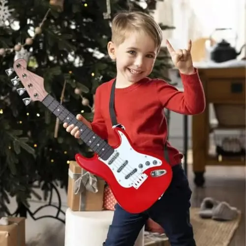 16 dyuymli bolalar va yangi boshlanuvchilar uchun mini gitara o'yinchoq, bolalar va o'g'il-qizlar uchun elektr gitara, asbob o'yinchoqlar bilan - 16INCH (1)