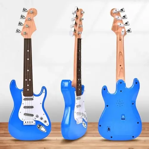 16 dyuymli bolalar va yangi boshlanuvchilar uchun mini gitara o'yinchoq, bolalar va o'g'il-qizlar uchun elektr gitara, tasma bilan asbob o'yinchoqlar - 4