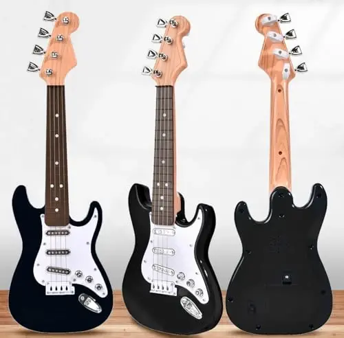 16 dyuymli bolalar va yangi boshlanuvchilar uchun mini gitara o'yinchoq, Toddlerlar va o'g'il bolalar va qizlar uchun tasma bilan elektr gitara asboblari o'yinchoqlari - 4