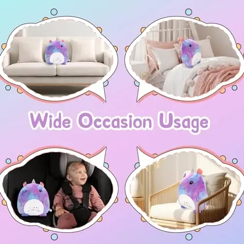 16 dyuymli Unicorn peluş o'yinchoq, Unicorn to'ldirilgan hayvon yostig'i, Qizlar uchun yoqimli peluşlar, Quchoqlash, uxlash uchun yumshoq peluş o'yinchoq yostig'i, Qizlar uchun peluş sovg'alar, Rangli-Binafsha - 3