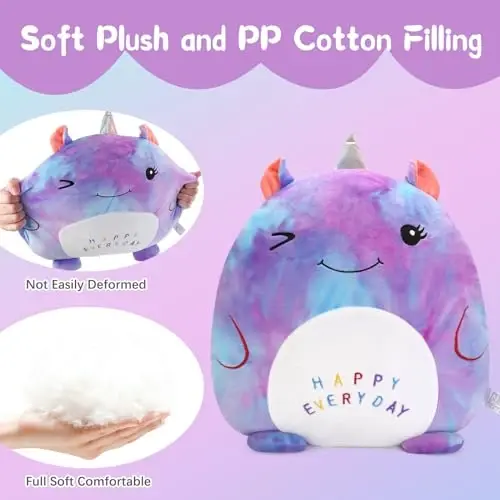 16 dyuymli Unicorn peluş o'yinchoq, Unicorn to'ldirilgan hayvon yostig'i, Qizlar uchun yoqimli peluşlar, Quchoqlash, uxlash uchun yumshoq peluş o'yinchoq yostig'i, Qizlar uchun peluş sovg'alar, Rangli-Binafsha - 6