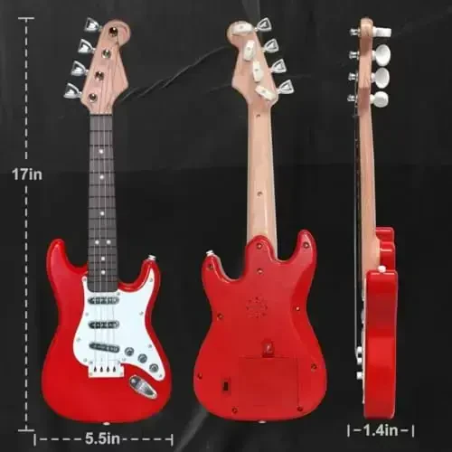 16 inç Mini Gitar Oyuncak Çocuklar ve Yeni Başlayanlar için, Yürümeye Başlayan Çocuklar ve Erkek ve Kız Çocuk Enstrüman Oyuncakları için Askılı Elektro Gitar - 4