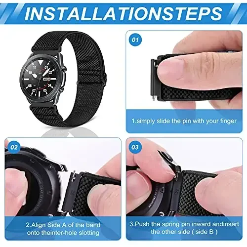 16 mm, 18 mm, 19 mm, 20 mm, 22 mm, 24 mm soat tasmalari tez ajratiladigan almashtirish bilaguzuk, sozlanishi cho'ziluvchan neylon yakkalik halqa tasmalari mato o'ralgan sport elastik bantlar erkaklar uchun ayollar - 3