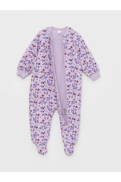 1.6 Tog Elyaflı Çiçek Baskılı Kız Bebek Uyku Tulumu(0-12 Ay Patikli, 12 Ay+ Patiksiz) - Açık Lila - 3