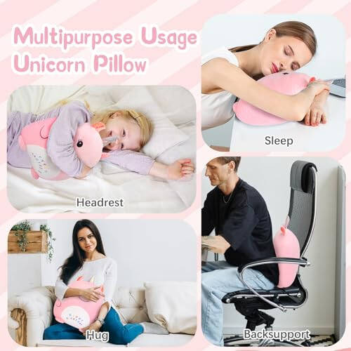 16’’ Unicorn Plush Toy, Unicorn Plush Stuffed Animal Pillow, Cute Plushies Pillow for Girls, Soft Plush Toy, Cartoon Hugging Pillow,Sleeping Pillow, Plush Gifts for Girls, Pink - 46