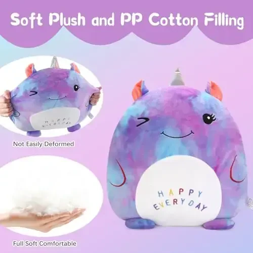 16’’ Unicorn Plush Toy, Unicorn Stuffed Animal Pillow, Cute Plushies for Girls, Soft Plush Toy Pillow for Hugging, Sleeping, Plush Gifts for Girls, Colorful-Purple - 6