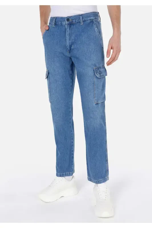 162 Blair Cargo Cut Mid Rise Straight Leg Blue Men's Pants - 4