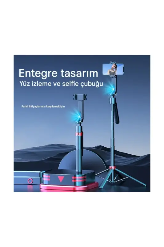 163CM Selfie Gimbal 360° Otomatik Dönme Tripod AI İzleme Çekim Quadrapod Cep Telefon Sabitleyici-C17 - EN SİGA