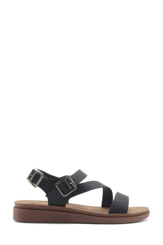 166925.z5fx Qora Ayollar Comfort Sandalet - 1