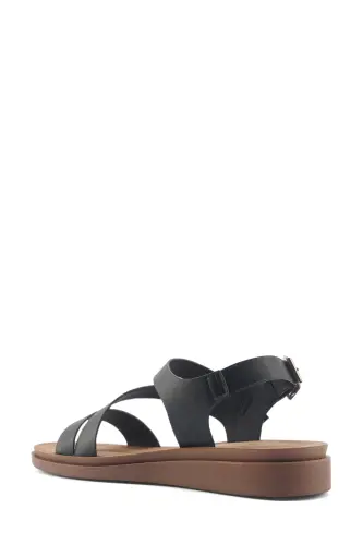 166925.z5fx Qora Ayollar Comfort Sandalet - 3
